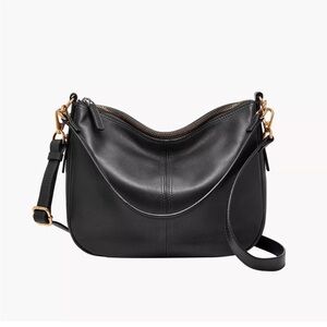 Fossil Black Leather Jolie Crossbody Bag with Gold Hardware
